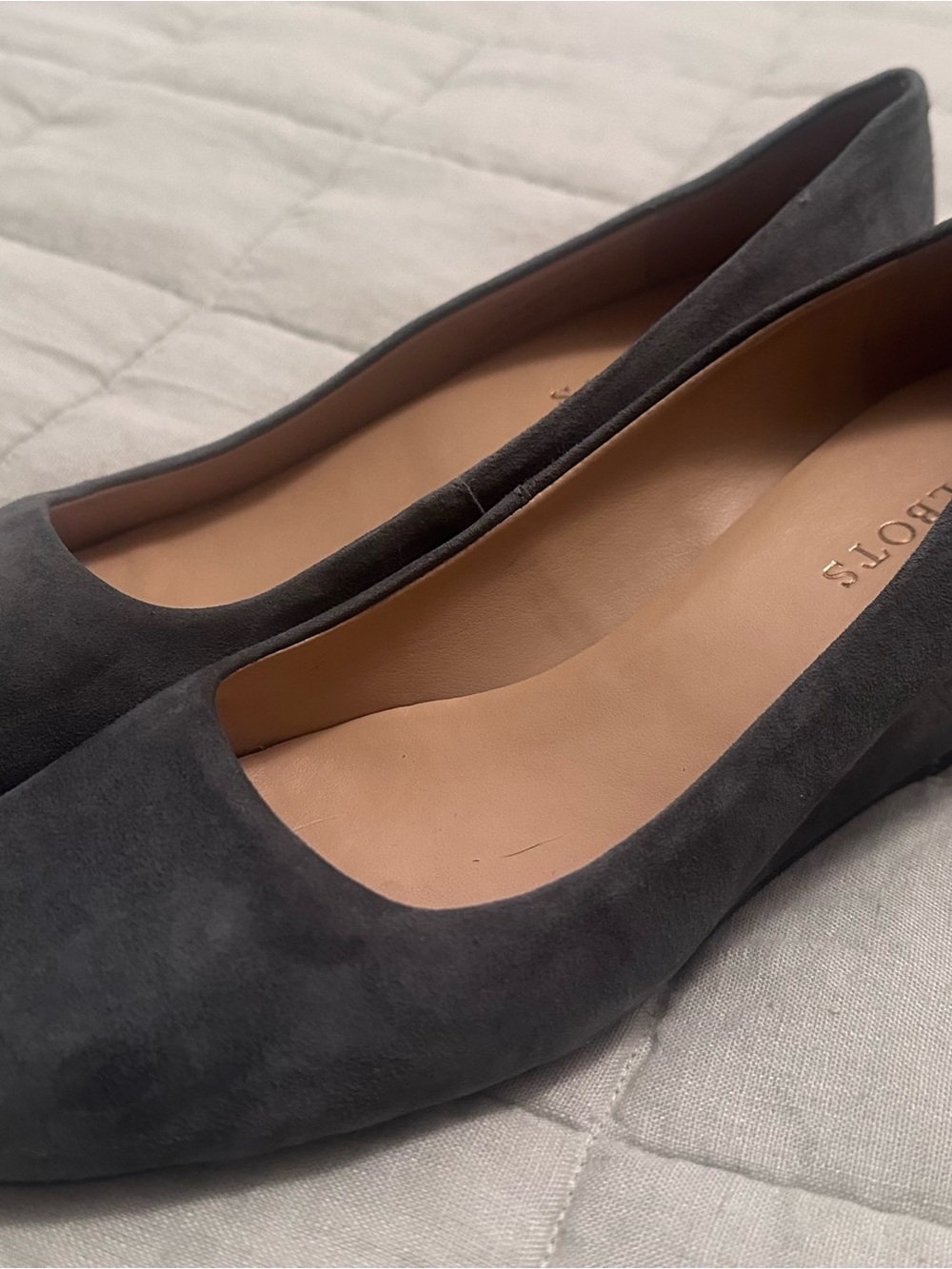 Talbots Lacey Suede Leather 1.75" Wedge Heel Gray Size 7M
